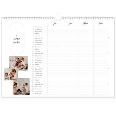 Calendário de família horizontal A3 — Planificador de planos - Família de 4 [capa]