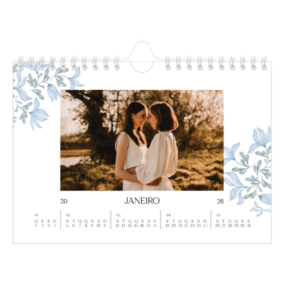 Calendário A5 horizontal — Floral elegante [Janeiro]