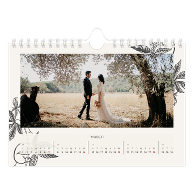 Calendário A5 horizontal — Tinta e hera [Março]
