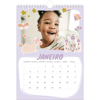 Calendário fotográfico A4 — Unicórnio arco-íris