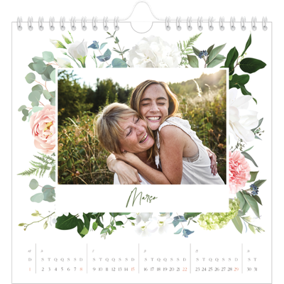 Calendário quadrado — Flores tradicionais [Março]