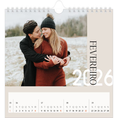 Calendário quadrado — Texto sobreposto [Fevereiro]