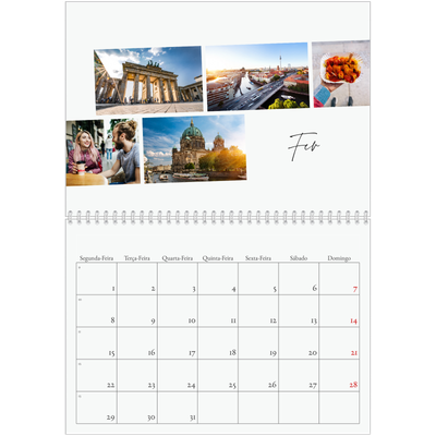 Calendário A4 duplo — Férias na cidade [Fevereiro]