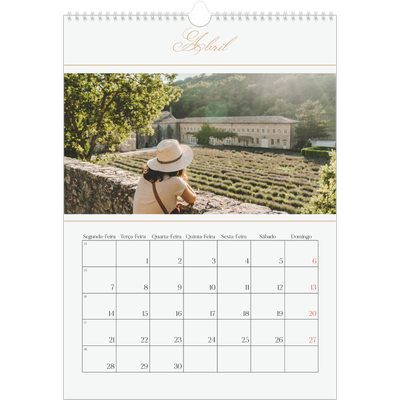 Calendário A3 — Faixa de script dourada [Abril]