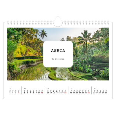 Calendário A4 horizontal — A história completa [Abril]