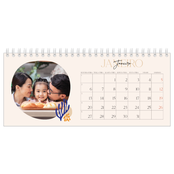 Calendário de Fotografias de Mesa — Coral minimalista