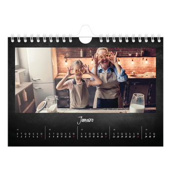 Calendário de Fotografias A5 Paisagem — Estilo de quadro-negro