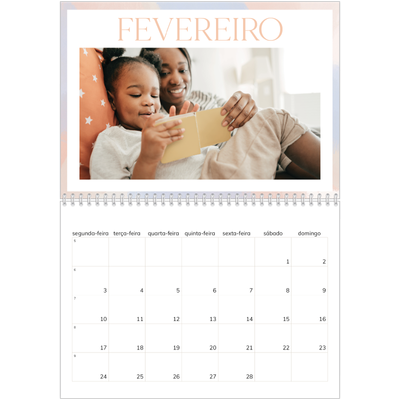 Calendário A4 duplo — Efeito de pincel [Fevereiro]
