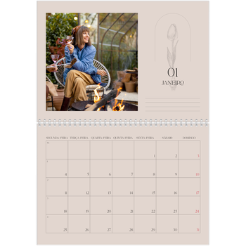 Calendário fotográfico duplo A4 — Botânica simples
