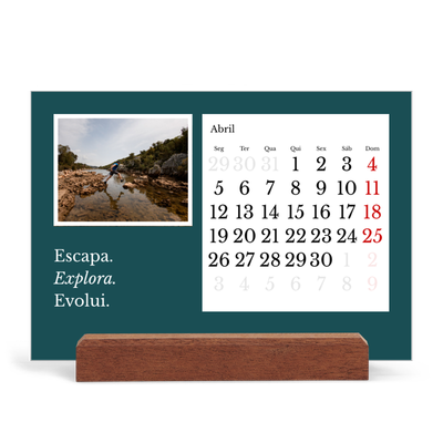 Calendário de mesa com suporte em madeira - horizontal  — Terra editorial [Abril]