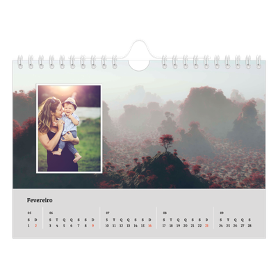 Calendário A5 horizontal — Quatro estações [Fevereiro]