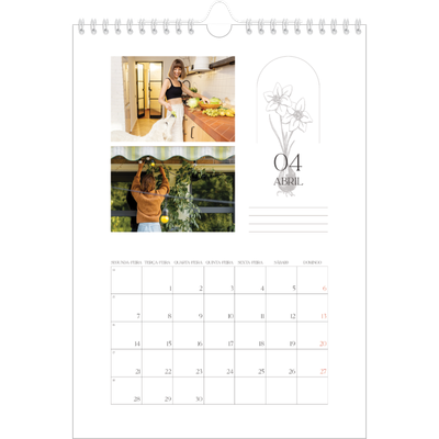 Calendário fotográfico A4 — Botânica simples [Abril]