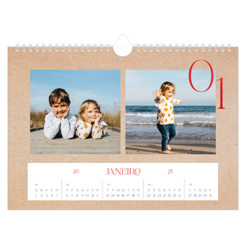 Calendário de Fotografias A4 Paisagem — Toques de vermelho