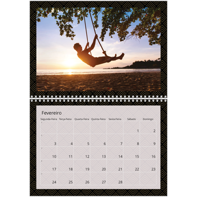 Calendário A4 duplo — Geométrico [Fevereiro]