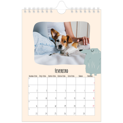 Calendário A5 — Patas de cão e garatujas [Fevereiro]