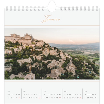 Calendário fotográfico quadrado — Faixa de script dourada