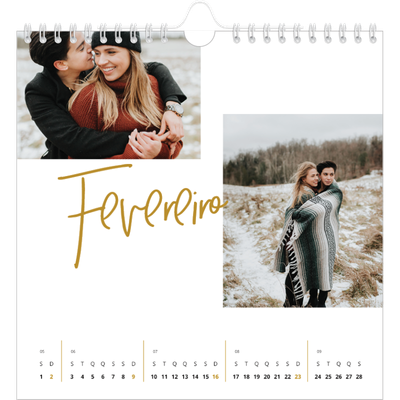 Calendário quadrado — Marcador dourado [Fevereiro]