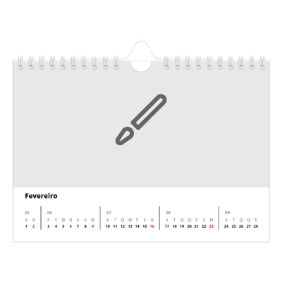 Calendário A5 horizontal — Desenhe o seu próprio produto [Fevereiro]