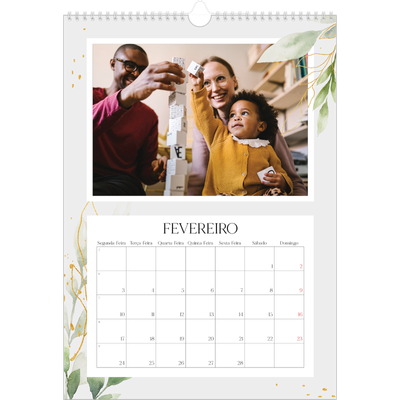 Calendário A3 — Salpicos florais [Fevereiro]