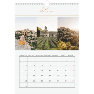 Calendário A3 — Faixa de script dourada [Março]