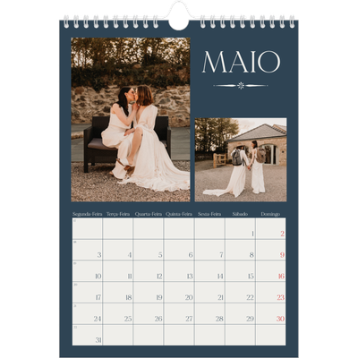 Calendário fotográfico A4 — Ardósia e serifas [Maio]