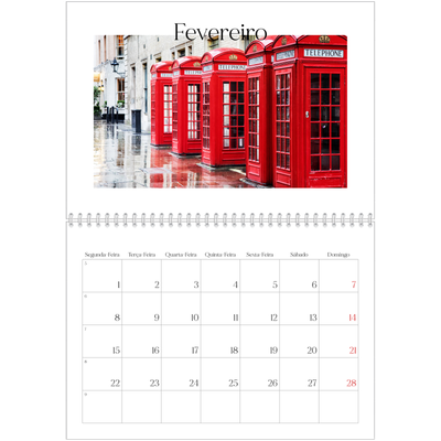 Calendário A4 duplo — O meu diário de viagem [Fevereiro]