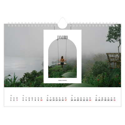 Calendário A4 horizontal — O arco aberto [Janeiro]
