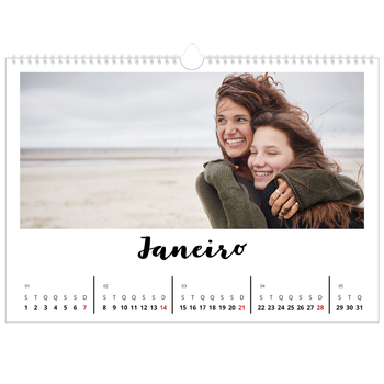Calendário fotográfico horizontal A3 — Escrito à mão