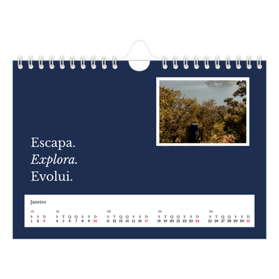 Calendário A5 horizontal — Terra editorial [Janeiro]