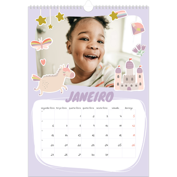 Calendário fotográfico A3 — Unicórnio arco-íris