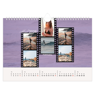 Calendário A4 horizontal — Aventura e desejo de viajar [Abril]