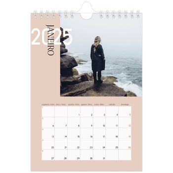Calendário A5 — Texto sobreposto