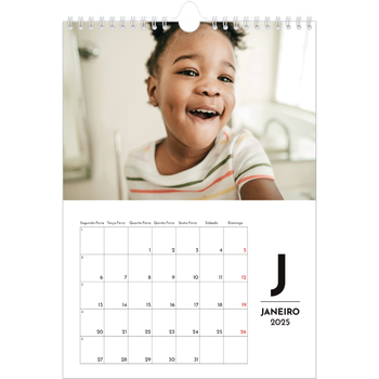 Calendário fotográfico A4 — Destaque da letra