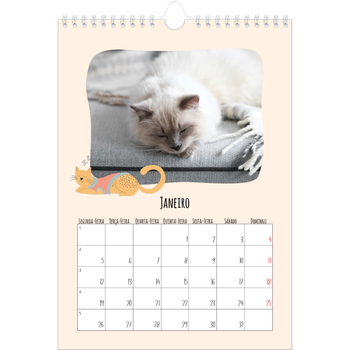 Calendário fotográfico A4 — Patas de gato e garatujas