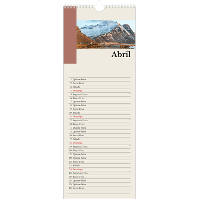 Calendário fino  — Vistas do mundo [Abril]