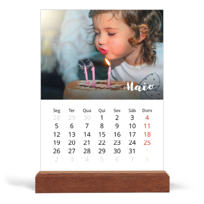 Calendário de mesa com suporte em madeira - vertical  — Script simples [capa]