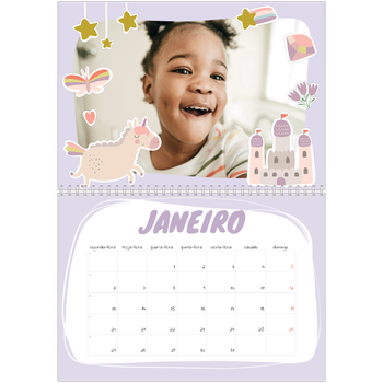 Calendário fotográfico duplo A4 — Unicórnio arco-íris