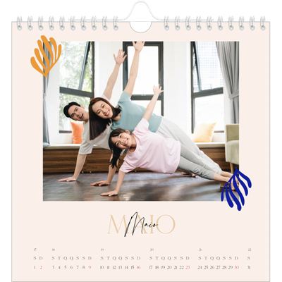 Calendário quadrado — Coral minimalista [Maio]