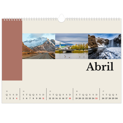 Calendário A3 Horizontal — Vistas do mundo [Abril]