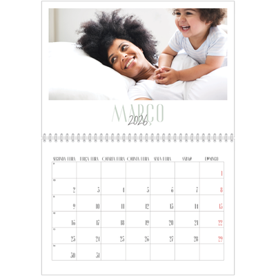 Calendário A4 duplo — Tipografia mista [Março]