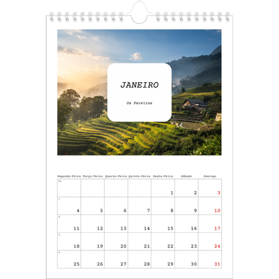 Calendário fotográfico A4 — A história completa [Janeiro]
