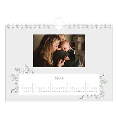 Calendário A5 horizontal — Flores desenhadas à mão [capa]