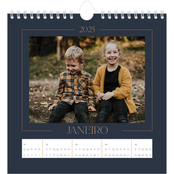 Calendário fotográfico quadrado — Azul da Prússia