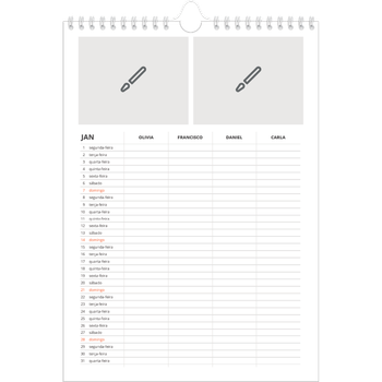 Calendário fotográfico A4 — Desenhe o seu próprio produto - Família de 4
