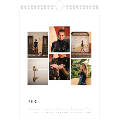 Calendário fotográfico A4 — Pôr do sol surfista [Abril]