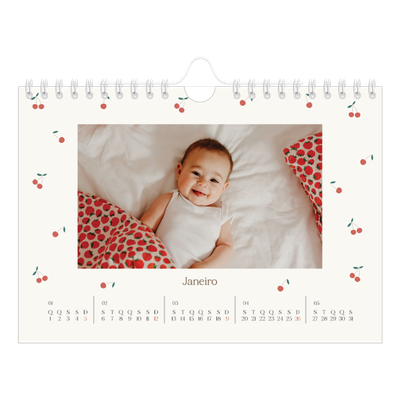Calendário A5 horizontal — Felicidade de cereja [Janeiro]