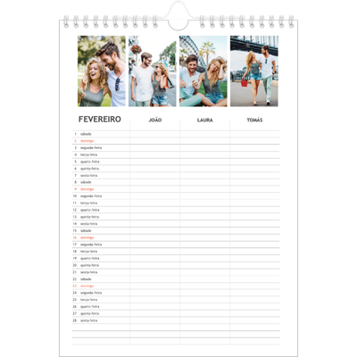 Agenda familiar A4 — Planeador simples - Familia de 3 [Fevereiro]