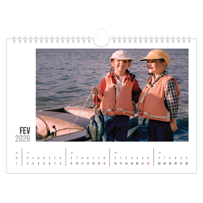 Calendário A4 horizontal — Texto abreviado [Fevereiro]