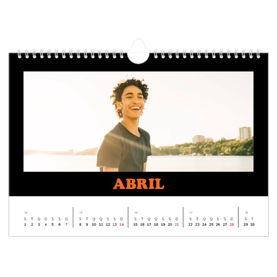 Calendário A4 horizontal — Tipo divertido [Abril]