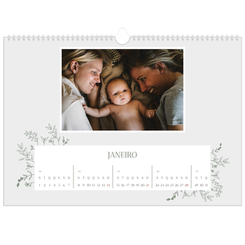 Calendário fotográfico horizontal A3 — Flores desenhadas à mão